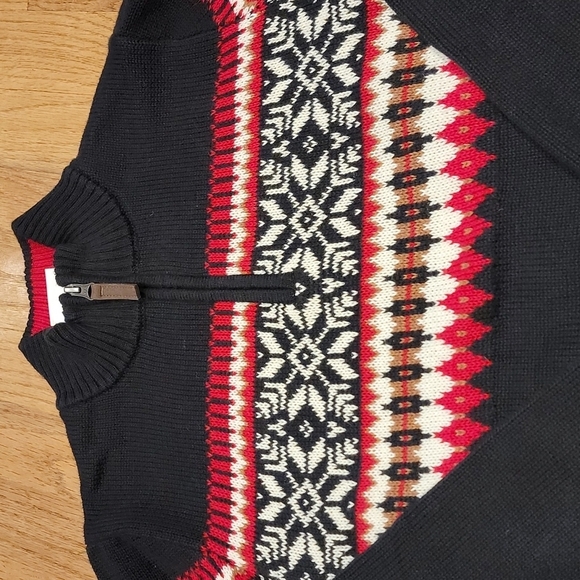 Hanna Andersson Boys' Black and Red Fair Isle Sweater - Picture 3 of 5
